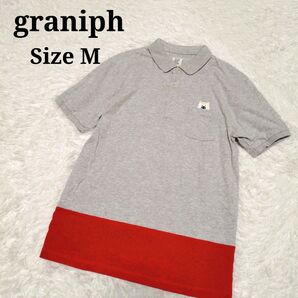美品 graniph しろくまのパンツ コラボ ポロシャツ M 刺繍 グレー グラニフ