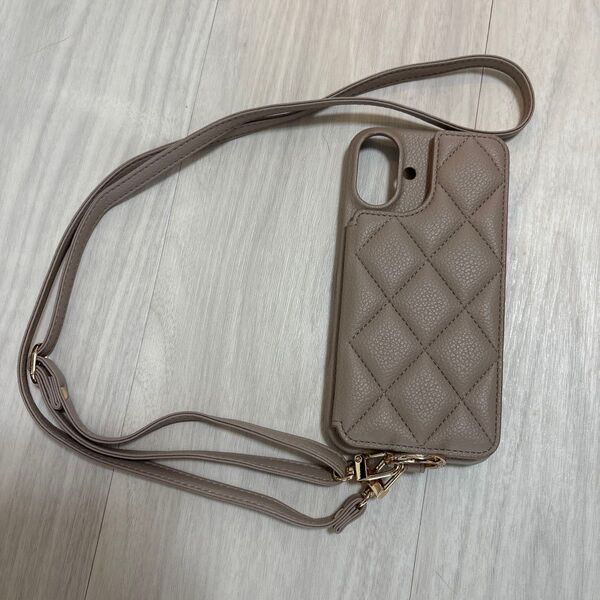 スマホショルダー iPhoneケース ベージュ