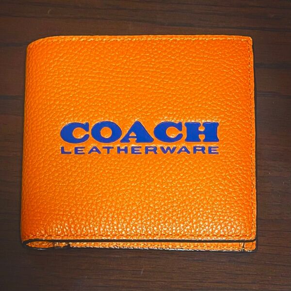 コーチ コイン ウォレット メンズ 二つ折り財布 オレンジ×ネイビー C6700 COACH レザー