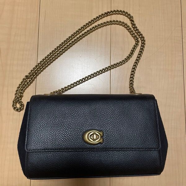 値下げ!未使用 コーチ ブラックレザーショルダーバッグクロスボディ 79822 キャム チェーン COACH ハンドバッグ