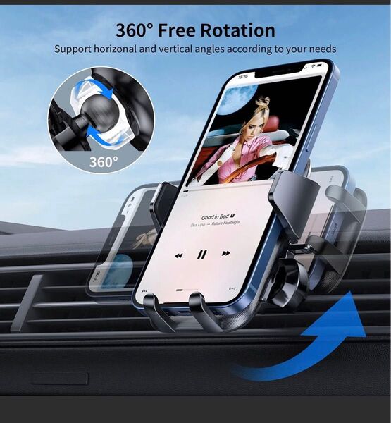 新品【UNBREAKcable】 スマホホルダー エアコン吹き出し口 車載スマホホルダー スマホスタンド 360度回転