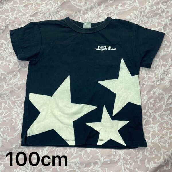 【100cm】Tシャツ 半袖 トップス ブラック 黒 星 コットン100% 綿100% キッズ 子供服 男女兼用 無記名