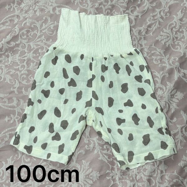 【100cm】腹巻付き ステテコ 部屋着 パジャマ ハーフパンツ 短パン 半ズボン 総柄 綿100% コットン100% 無記名