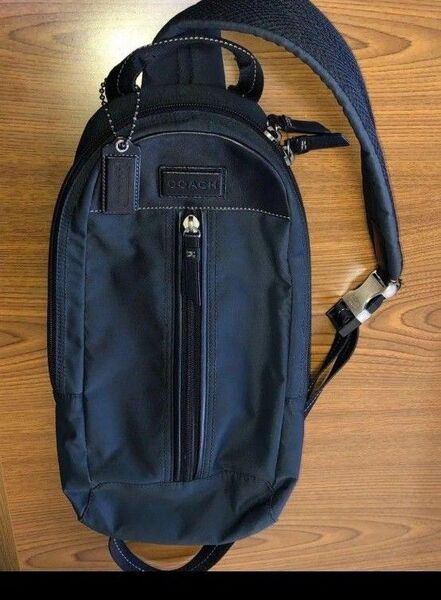 COACH コーチ 斜め掛けショルダー ボディバッグ ナイロン レザー クロスボディ ブラック F70692 メンズ<USED>