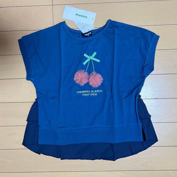 【新品】kladskapクレードスコープさくらんぼバックフリル半袖Tシャツ110cmネイビーチェリー紺ナルミヤトップスチュニック