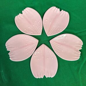 桜の花びら形陶器小皿 5枚セット ピンク