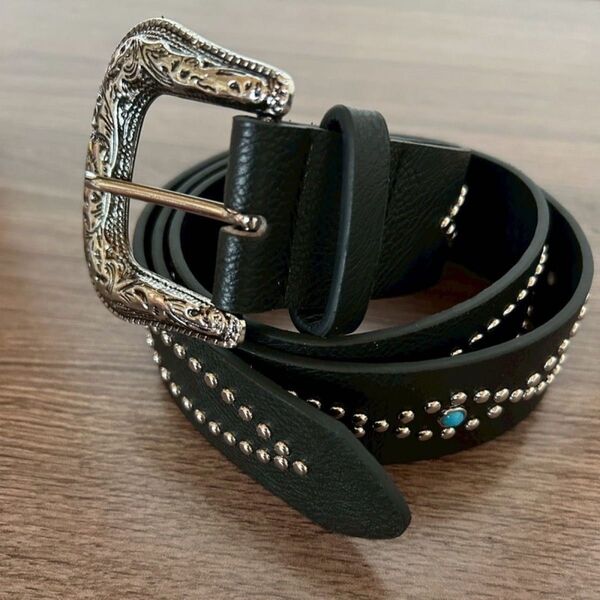 ウエスタンベルト スタッズ ターコイズ 黒 グランジ アメカジ y2k 古着 ヴィンテージ メンズ ユニセックス belt 人気