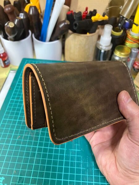 【14】ハンドメイド ミドルウォレット Il ponte ヴァン.ゴッホ.ショルダー イタリアンレザー ヌメ革 財布