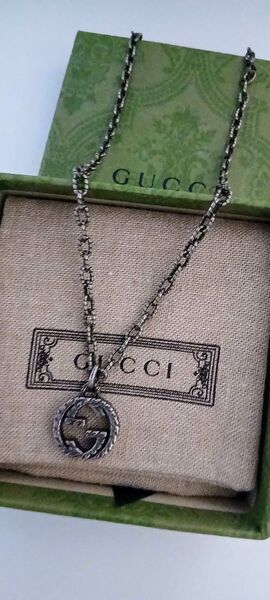 【美品】GUCCI グッチ インターロッキング ペンダント ネックレス シルバー Ag925 アクセサリー