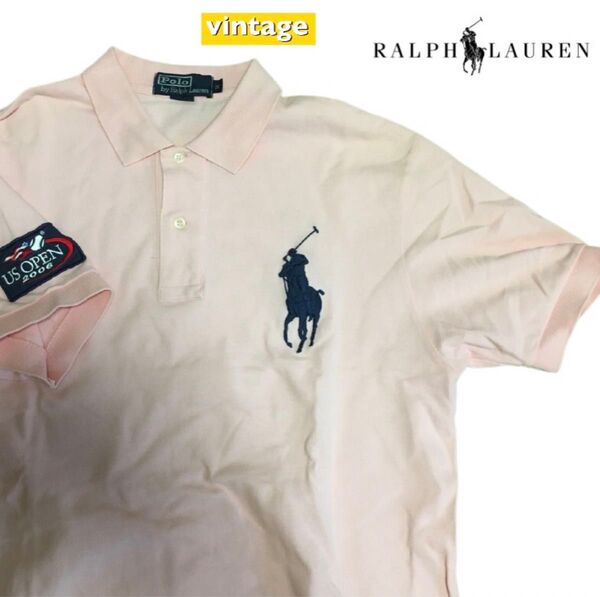 Ralph Lauren ラルフローレン ポロシャツ ビックポニー テニス 半袖 US OPEN ビンテージ ピンク 刺繍