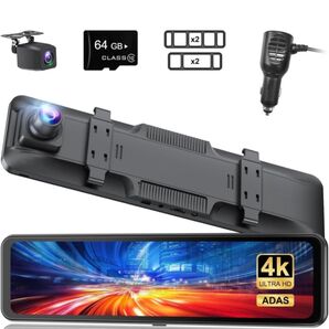 4K高画質& 車内/車外対応IP67防水リアカメラ&ミラー型ドラレコ