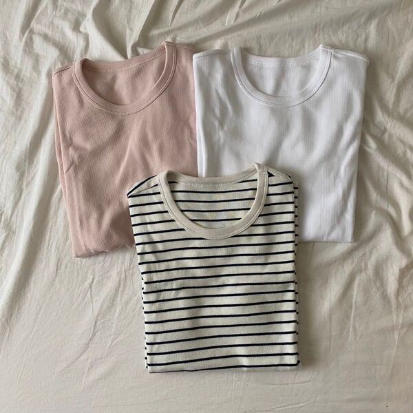 UNIQLO ユニクロ ソフトリブクルーネックT 半袖 3点セット
