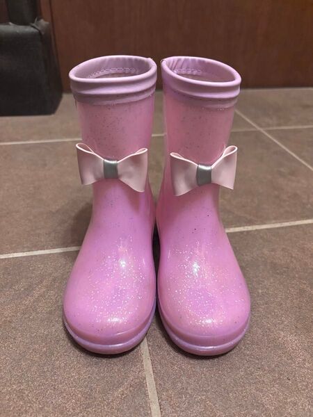 アンパサンド キラキラレインシューズ 長靴 キッズ 紫 パープル 17cm 美品