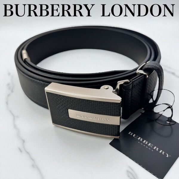 未使用品 BURBERRY LONDON バーバリーロンドン ベルト 牛革 本革 レザー 根岸商会 メンズ 黒 ブラック ビジネス