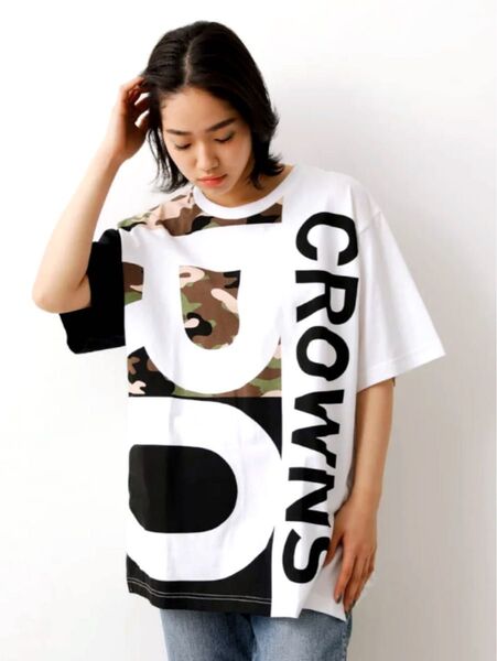 RODEO CROWNS WIDE BOWL BIG BIG LOGO Tシャツ レディース 迷彩柄 カモフラ F