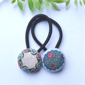 くるみボタン27mmヘアゴム【花柄】 ハンドメイド3