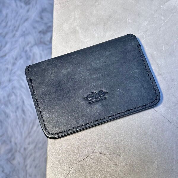 【本革】カードケース プエブロ 黒 / 名刺入れ 牛革 マヤショルダー ハンドメイド ネロ
