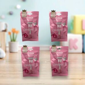 【最後の1品】特売品!そりにくい部分にもしっかりフィット クアトロ ライト 4枚刃 2本入×4個⑦