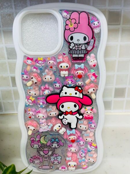 iPhone15用ケース デコもりもり★ハンドメイド マイメロ
