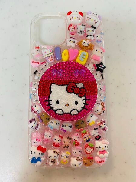 iPhone15用ケース デコもりもり★ハンドメイド キティ