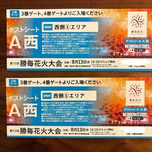 勝毎花火大会 2025ゲストシートA西 チケット2枚