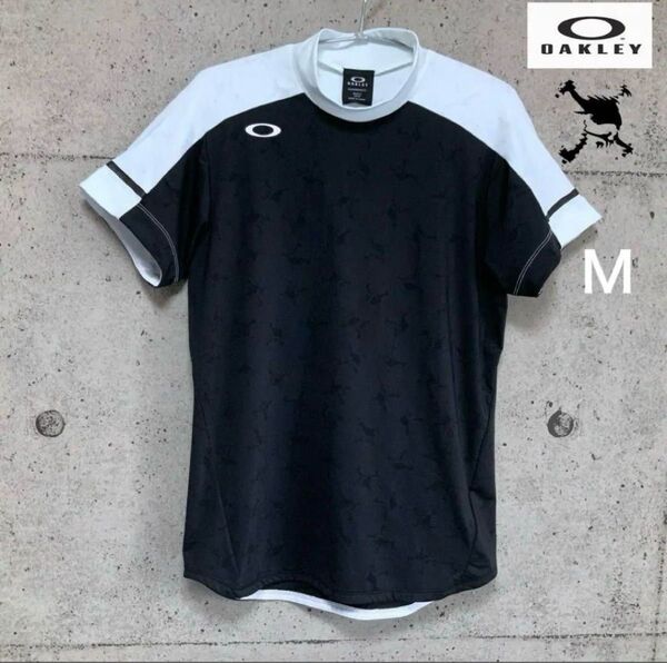 オークリーゴルフ OAKLEY【M】スカルロゴ吸汗速乾・冷却 モックネックシャツ