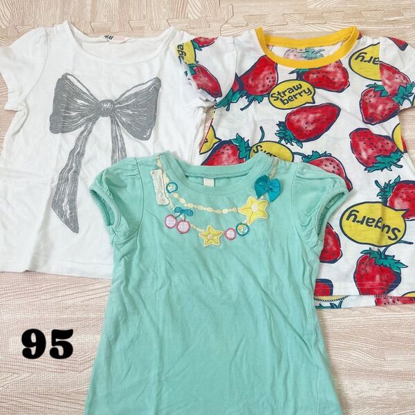 95cm Tシャツ まとめ売り アプレレクール いちご柄 H&M 半袖Tシャツ 女の子 子供服 キッズ