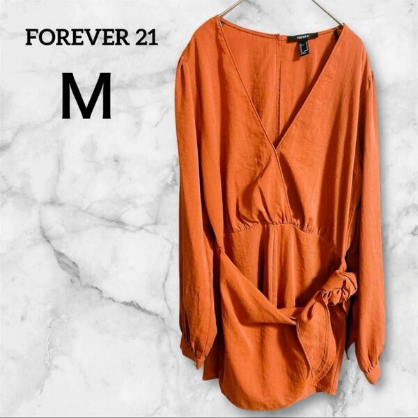 FOREVER 21 【M】オレンジ オールインワン 長袖