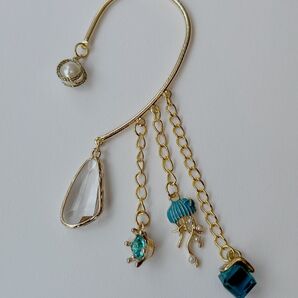 ハンドメイド イヤーカフ ゴールド パール クラゲ