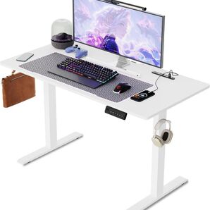 ゲーミングデスク 電動 昇降式デスク USB×コンセント付き メモリー機能 静音 安定昇降 フック付き ケーブルマネージャー付き
