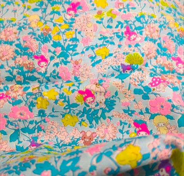 LIBERTY リバティ 生地 マイメロディ メロディーズパーティ ミント 55×50