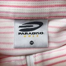 【PARADISO GOLF】 パラディーゾ ＊レディース size M ピンク ボーダー 半袖シャツ ポロシャツ ハーフジップ トップス 速乾 ゴルフウエア_画像8