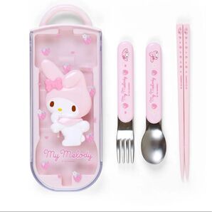 マイメロディ ランチカトラリートリオセット 抗菌スプーンフォーク箸 かわいいランチカトラリー 新品未使用品