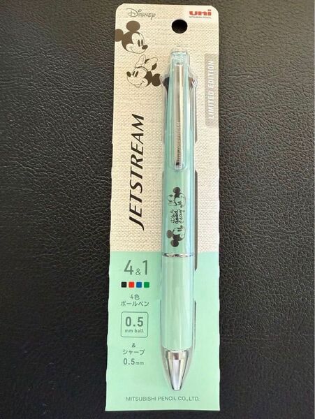 Disneyミッキー&ミニー シャープペン&黒赤青緑4色ボールペン ジェットストリーム4&1 多機能ペン 0.5mm MBミント