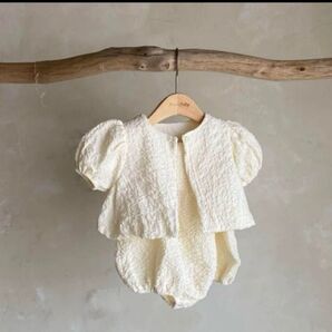 【anne shirley】パフスリーブベビードレス ロンパース カーディガン Sサイズ(3-10m) 美品