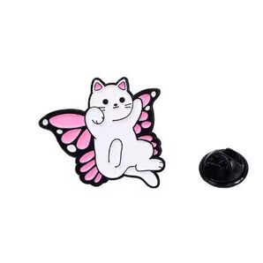 ピンバッジ 蝶々のコスプレ猫A ピンク ネコ ねこ バタフライ ちょう 可愛い かわいい キュート アクセサリーピン エナメルピン