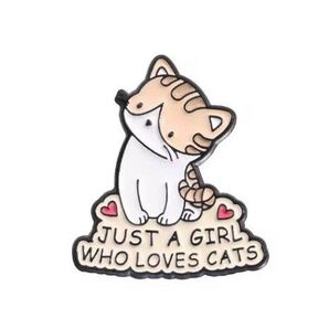 ピンバッジ メッセージ猫A Just a girl who loves cats ねこ ネコ 可愛い かわいい アクセサリーピン