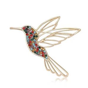 ブローチ ハチドリ マルチカラー ラインストーン ジルコニア ゴールドカラー 上品 清楚 華麗 かわいい 可愛い アクセサリーピン