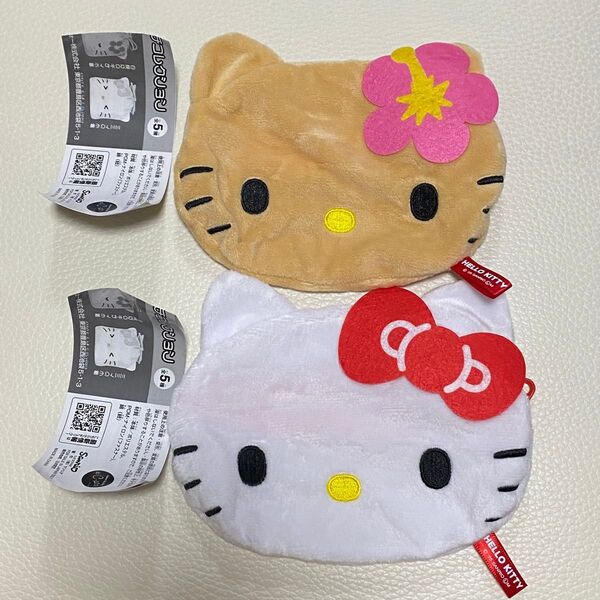 新品!C-pla限定 Hello kitty FACE巾着&ポーチコレクション ハローキティのポーチ 日焼けのキティのポーチ 2点