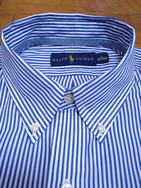 ラルフローレンRALPH LAUREN 半袖ボタンダウンシャツ ストライプ L
