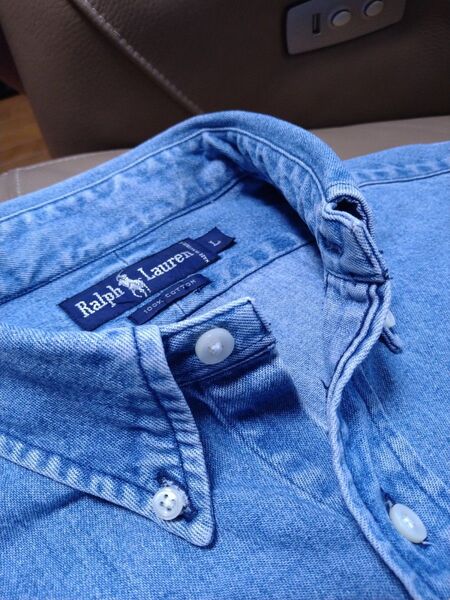 【ヴィンテージ】ラルフローレン RALPH LAUREN 長袖デニムシャツ モーリシャス製 L