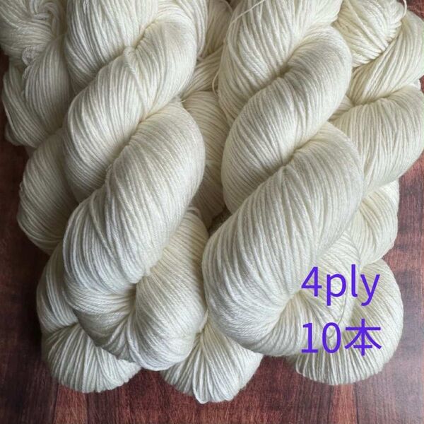 手染め 染色用かせ糸 10かせセット スーパーウォッシュメリノ100% 4ply 毛糸 手染め 編物