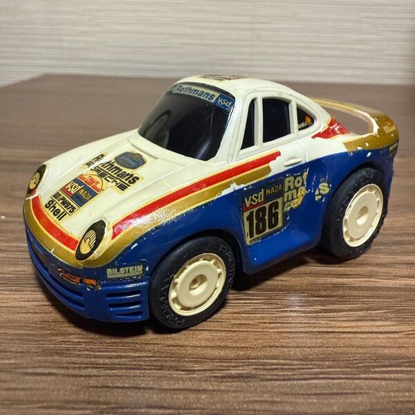 【当時物】ポルシェ 959 ロスマンズカラー チョロQ 昭和レトロ ミニカー プルバックカー
