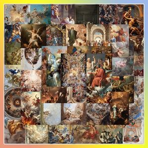 宗教画 天井画 壁画 シール 6シート48枚 ルネサンス バロック ロココ 絵画