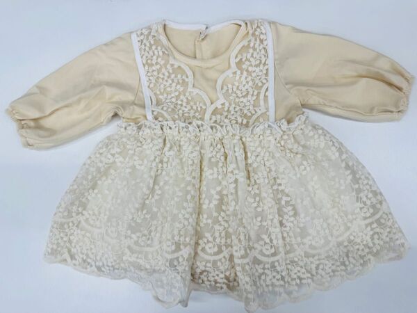 ベビー服 ワンピース レース クリーム色 80cm