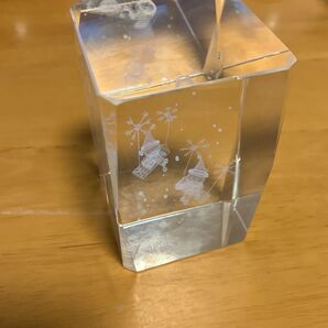 クリスタルガラス 置物 雪の結晶とサンタクロース
