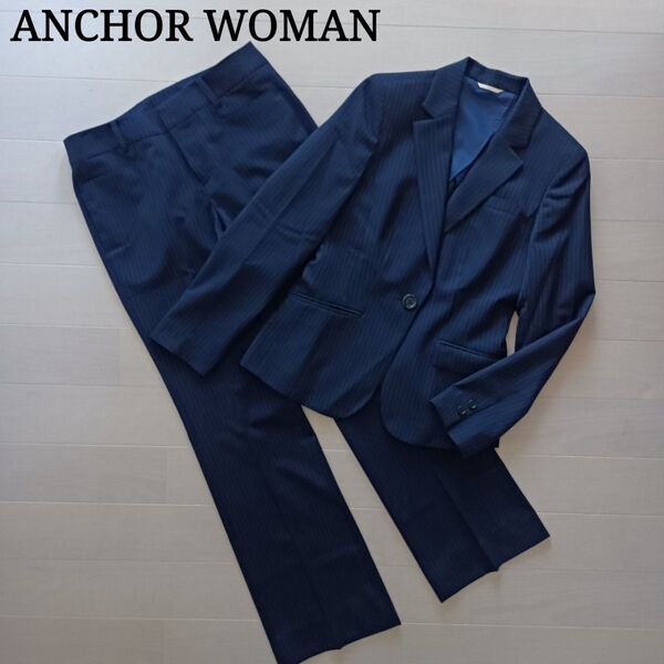2101 ANCHOR WOMAN アンカーウーマン 洋服の青山 セットアップスーツ ジャケット パンツ ストライプ ネイビー