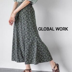 2085 GLOBAL WORK グローバルワーク ジョーゼットマーメイドスカート ロングスカート 花柄 ブラック
