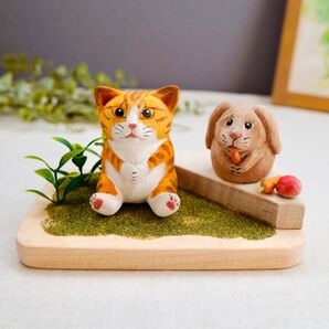 木彫り猫 270 ハンドメイド 置物