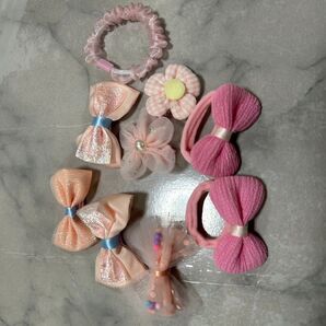 キッズ ベビー ヘアアクセサリー ヘアクリップ ヘアゴム ピンク プライズ 新品